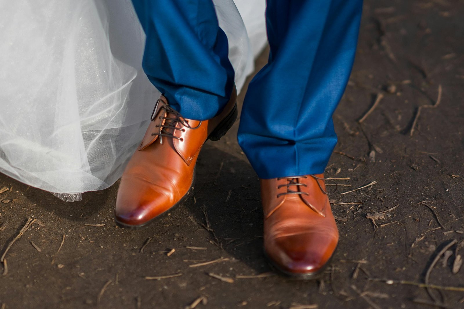 Close-up of Brown Shoes of the Groom